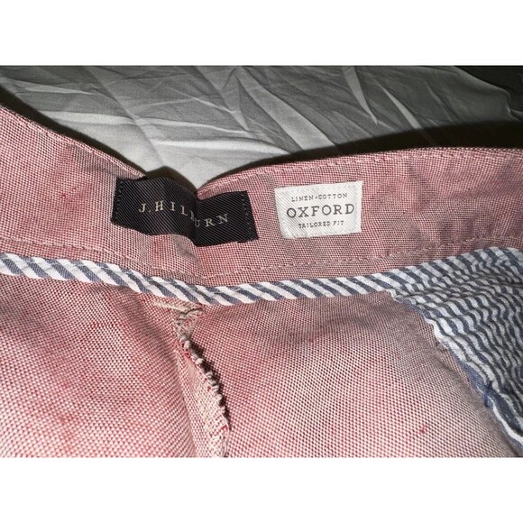 J. Hilburn Men's Tailored Fit Oxford Flat Front Chino Shorts - Size 36, Red - Picture 8 of 10